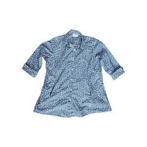 All Hours Blue Micro-Floral Button-Down Shirt